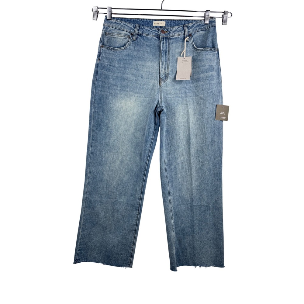 Oliver Logan Aberdeen High‎ Rise Raw Hem Jeans wide leg boho preppy 90s sz 34